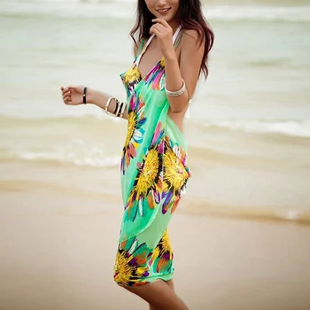 2020 Vara Noi Boem Femei de Vara Rochie de Plaja Bikini Acoperă-up-uri de Înot Poartă Acopere Bumbac Tunica Sexy V-Gât Adânc Halat