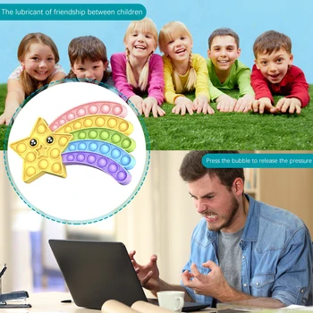 попит Rainbow Star Forma Împinge Bubble Jucării Senzoriale Autism Anti Stres Silicon Stoarce Jucărie pentru Copilul Adult симпл димпл