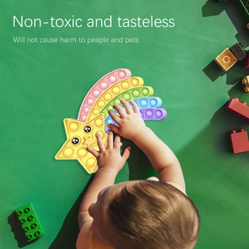 попит Rainbow Star Forma Împinge Bubble Jucării Senzoriale Autism Anti Stres Silicon Stoarce Jucărie pentru Copilul Adult симпл димпл