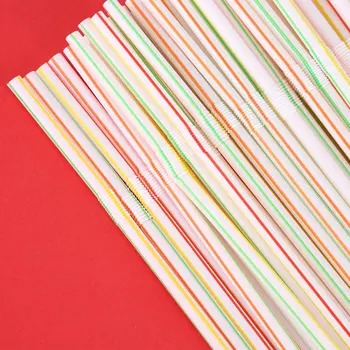 100 Buc Paie Flexibile Din Plastic Cu Dungi De Mai Multe Culori De Unică Folosință Paie De Băut Pentru Petrecerea De Bar, Băuturi Magazine Curcubeu Paie