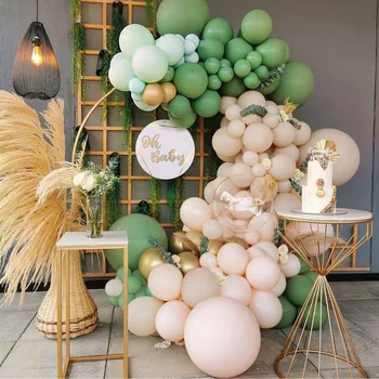 152pcs Măsline Verzi Ghirlande Baloane Nunta de Ziua Ballon Jungle Safari Fericit Ziua de nastere Partid Decor Copii Balon Copil de Dus