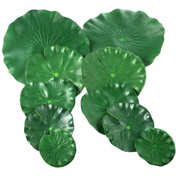 15 Bucăți 5 Tipuri Artificiale Plutitoare Spuma Frunze de Lotus Tampoane Crin Fals Frunze Iaz Decor pentru Piscina de Decor Acvariu