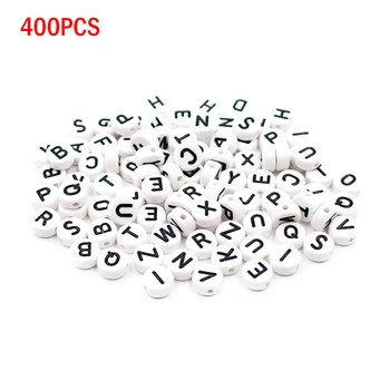 400buc Alb Scrisoare Alfabet Rotund Margele Acrilice de BRICOLAJ fabricarea Bijuteriilor Accesorii AUG889