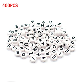 400buc Alb Scrisoare Alfabet Rotund Margele Acrilice de BRICOLAJ fabricarea Bijuteriilor Accesorii AUG889