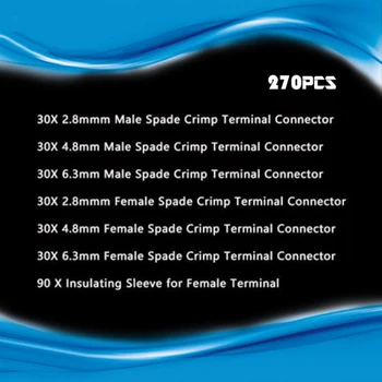 270Pcs de sex Feminin de sex Masculin Papuci de Cablu Auto de Îmbinare cabluri Electrice Sertizare Terminale Izolate cabluri Electrice cap la cap Conectori Kit