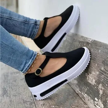 Vara Femei Sandale Vintage Pantofi Wedge Femeie Catarama Curea de Paie Gros de Jos Flats Sandale cu Platforma Turma Sandalias Mujer