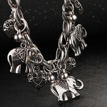 Bluelans Femeilor Vintage Unice Sculptate Inima Elefant Strălucitoare Pandantiv Brățară Brățară cadou de nimic браслет манжет