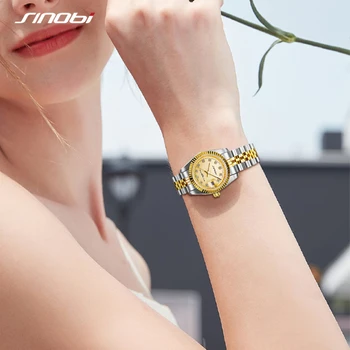 SINOBI de Moda, Design de Lux Femeie Ceasuri din Oțel Inoxidabil Cuarț Ceasuri de mana de Afaceri Rolexable Femei Ceas Relogio Feminino