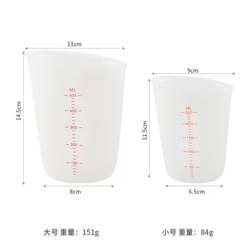 Gel de siliciu Ceașcă de Măsurare Pentru Instrument de Copt 250 500 Ml Lapte Moale Cu Vizibile Semi-permeabile Scară Dublu