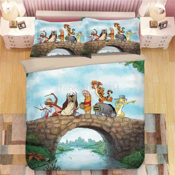 Winnie Tigger Pooh Set de lenjerie de Pat Twin Dimensiune Plapuma pentru Copii Dormitor Constantin Băieți Pat Dublu Set Unic Regina King Cuvertură de pat