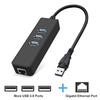 USB Gigabit Ethernet Adapter 3 Porturi 3.0 HUB Pentru Rj45 Lan placa de Retea pentru Macbook, Mac Desktop + Micro Incarcator Cablu Adaptor